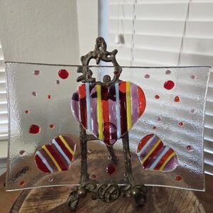 Fused Glass Heart Design Plate Dynasy Gallary